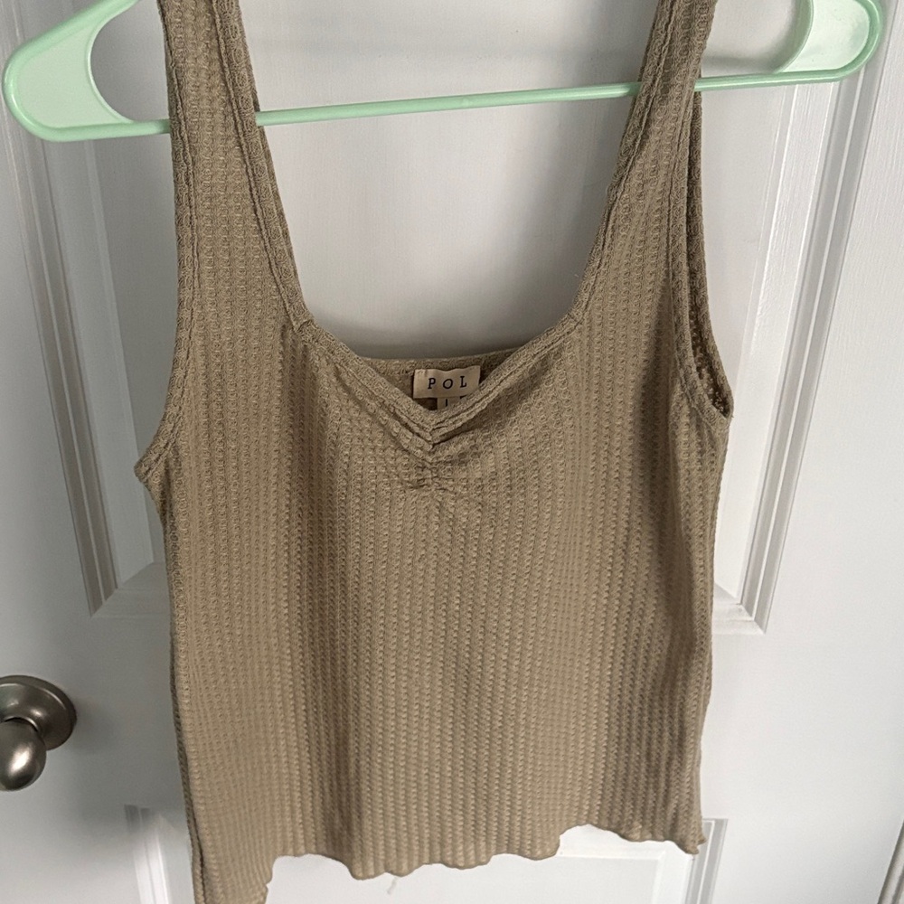 POL Women's Beige Ribbed Tank Top